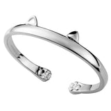Kitty Cat Open Cuff Bracelet Jewelry Paw Ear