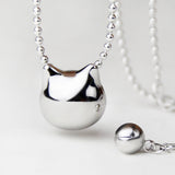 Kitty Cat Chain Pendant Necklace Hollow Bell