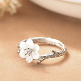 Sakura Flower Blossoms Open Tail Ring Fine
