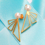 925 silver pearl geometric Earrings