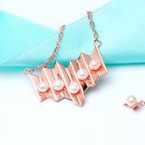 925 pure silver pearl necklace of rose gold