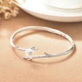 Snow Sakura Open Bangle Bracelet Fine