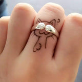 Kitty Cat Paws Ears Open Tail Knuckle Ring