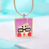 Square 925 Silver Necklace Fashion Pendant