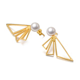 925 silver pearl geometric Earrings