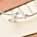Snow Sakura Open Bangle Bracelet Fine